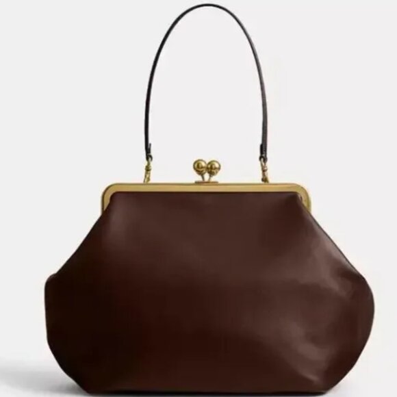 Coach Large Kisslock Frame Bag - Black Currant - Picture 1 of 6